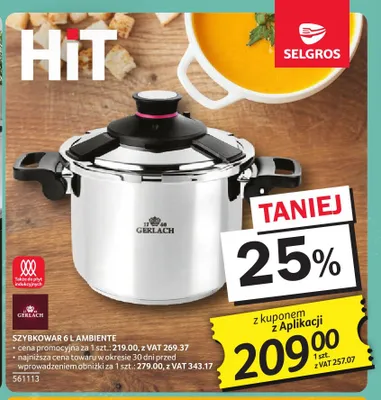 Szybkowar 6 l Ambiente Gerlach promocja w Selgros