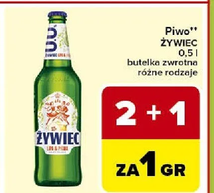 Piwo Żywiec butelka zwrotna różne rodzaje promocja w Carrefour Express