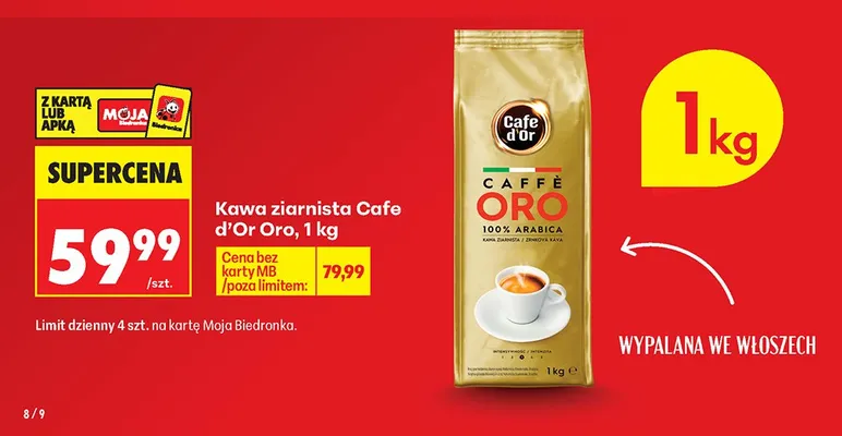 Kawa ziarnista Cafe d'Or Oro promocja w Biedronka