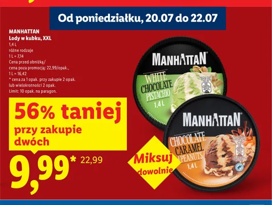 Lody w kubku Manhattan XXL Chocolate Caramel Peanuts promocja w Lidl