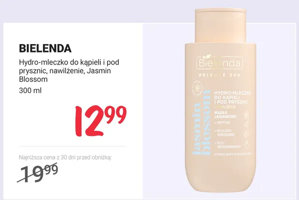 Hydro-mleczko do kąpieli i pod prysznic nawilżenie Jasmin Blossom Bielenda promocja w Rossmann
