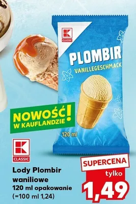 Lody Plombir waniliowe promocja w Kaufland