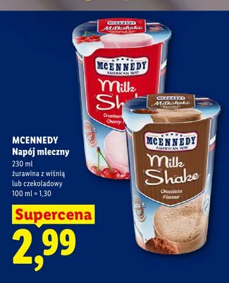 Napój mleczny żurawina z wiśnią McEnnedy promocja w Lidl
