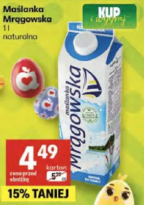 Maślanka Mrągowska naturalna promocja w Delikatesy Centrum