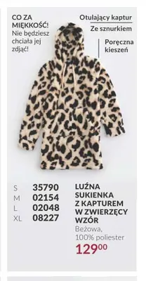 Luźna sukienka z kapturem w zwierzęcy wzór promocja w AVON