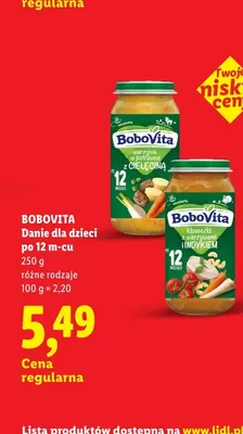 Danie dla dzieci BoboVita warzywa w potrawce z cielęciną po 12 m-cu promocja w Lidl