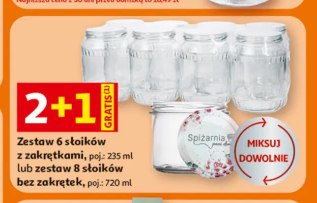 Zestaw 8 słoików bez zakrętek promocja w Auchan