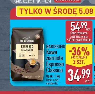 Kawa ziarnista Barissimo Espresso Classico promocja w Aldi