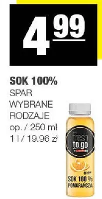 Sok 100% wybrane rodzaje promocja w SPAR