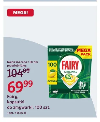 Kapsułki do zmywarki Fairy Original Cytryna promocja w Rossmann