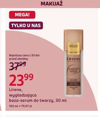 Wygładzająca baza-serum do twarzy Lirene Shimmer Gold promocja w Rossmann