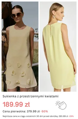 Sukienka z przestrzennymi kwiatami promocja w Monnari