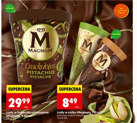 Lody w kubeczku pistacjowe Crackables promocja w Biedronka