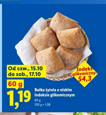 Bułka żytnia o niskim indeksie glikemicznym promocja w Lidl