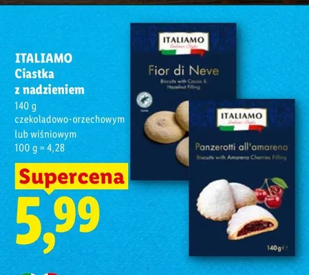 Ciastka z nadzieniem czekoladowo-orzechowym lub wiśniowym promocja w Lidl
