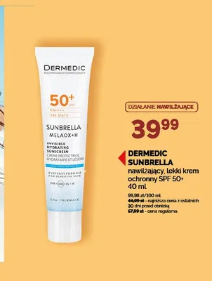 Krem nawilżający, lekki krem ochronny SPF 50+ DERMEDIC SUNBRELLA promocja w Ziko Dermo