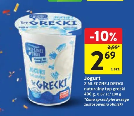 Jogurt naturalny typ grecki Z Mlecznej Drogi promocja w Intermarche