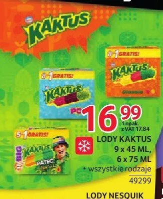 Lody Kaktus Pear 9-pak 45 ml promocja w Selgros
