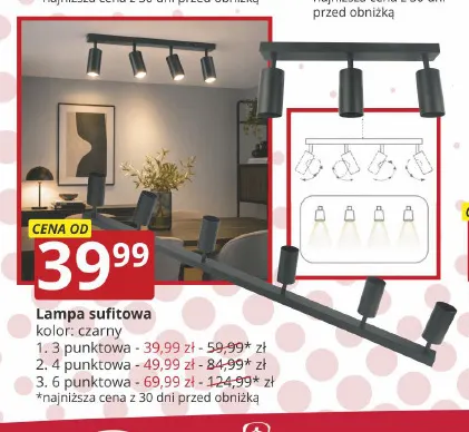 Lampa sufitowa 4-punktowa czarna promocja w Prymus AGD