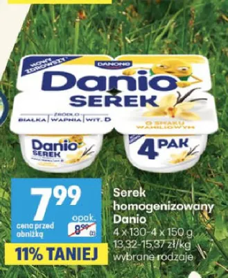 Serek homogenizowany Danio 4-pak promocja w Delikatesy Centrum