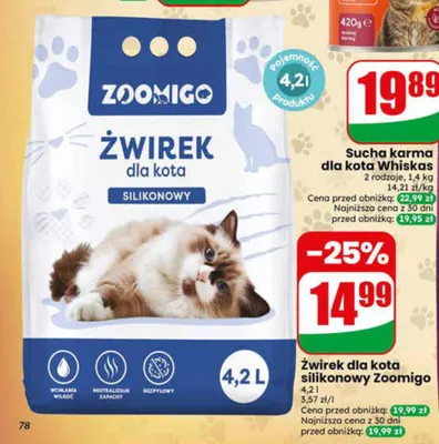 Żwirek dla kota silikonowy Zoomigo promocja w Dino