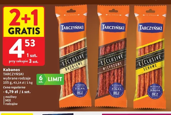 Kabanosy Exclusive drobiowe Tarczyński promocja w Intermarche