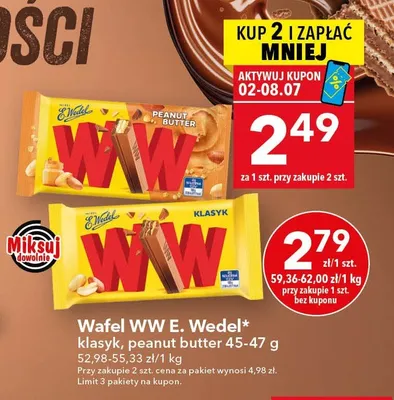 Wafel WW E. Wedel Peanut Butter promocja w LEWIATAN