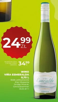 Wino Viña Esmeralda białe półwytrawne Hiszpania promocja w Duży Ben