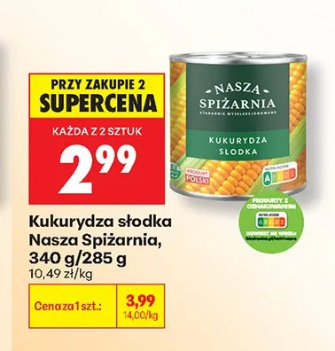 Kukurydza słodka Nasza Spiżarnia promocja w Biedronka