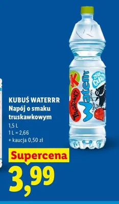 Napój o smaku truskawkowym Kubuś Waterrr promocja w Lidl