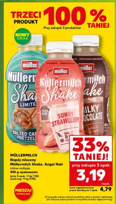 Napój mleczny Müllermilch Shake, Angel Hair różne rodzaje 400g opakowanie promocja w Kaufland