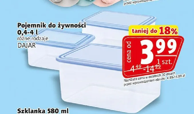Pojemnik do żywności Dajar 0,4-4 l promocja w Prim Market