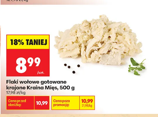 Flaki wołowe gotowane krojone Kraina Mięs promocja w Biedronka