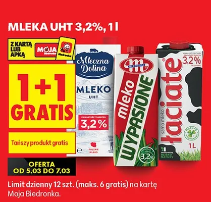 Mleko UHT 3,2%, 1l promocja w Biedronka