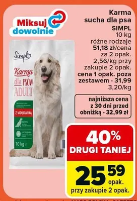 Karma sucha dla psa różne rodzaje promocja w Carrefour Market