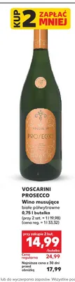 Wino musujące białe półwytrawne Voscarini Prosecco promocja w Kaufland