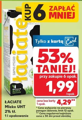 Mleko UHT 2% tł. promocja w Kaufland