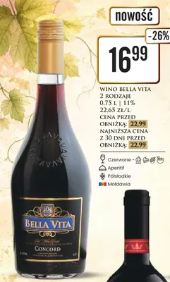 Wino Bella Vita Concord promocja w Dino