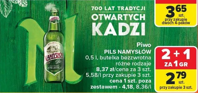 Piwo Pils Namysłów bezalkoholowe promocja w Carrefour