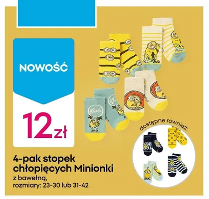 Stópki chłopięce Minions 4-pak promocja w Pepco