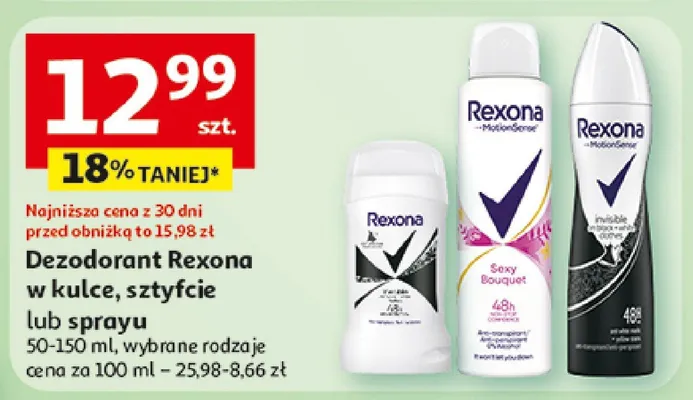 Dezodorant Rexona w kulce, sztyfcie lub sprayu promocja w Auchan