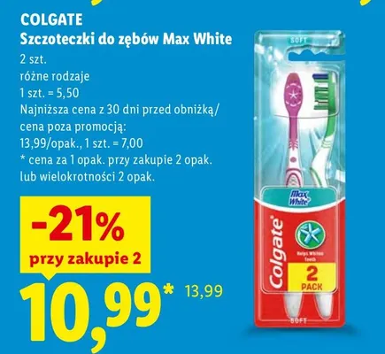 Szczoteczki do zębów Max White 2-pak Colgate promocja w Lidl