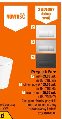 Przycisk spłukujący Fare chrom połysk promocja w OBI