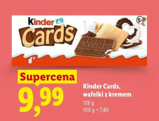 Wafelki z kremem Kinder Cards 5-pak promocja w Lidl