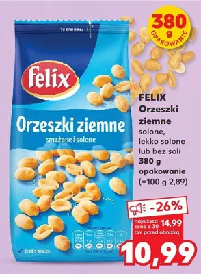 Orzeszki ziemne solone, lekko solone lub bez soli promocja w Kaufland