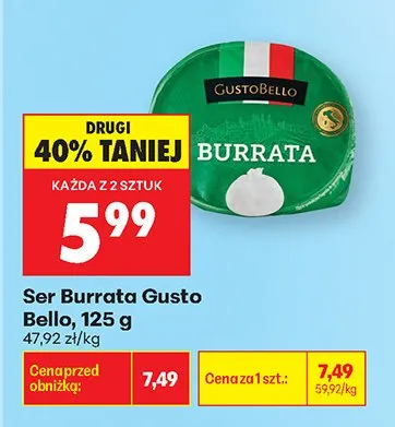Ser Burrata Gusto Bello promocja w Biedronka