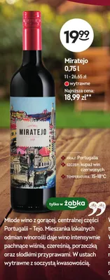 Wino czerwone wytrawne Miratejo promocja w Żabka