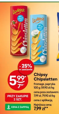 Chipsy Chipsletten fromage, papryka promocja w Żabka