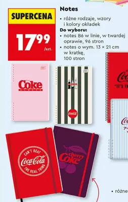 Notes o wym. 13 x 21 cm w kratkę, 100 stron promocja w Biedronka