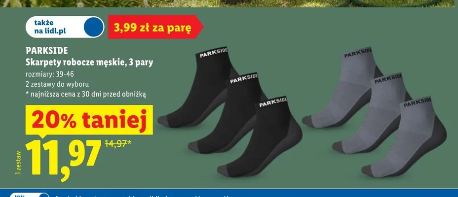 Skarpety robocze męskie Parkside 3-pak promocja w Lidl